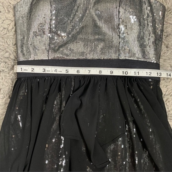 Aidan Mattox Silver And Black High Low Chiffon Overlay Sequin Sleeveless Dress - Picture 14 of 14